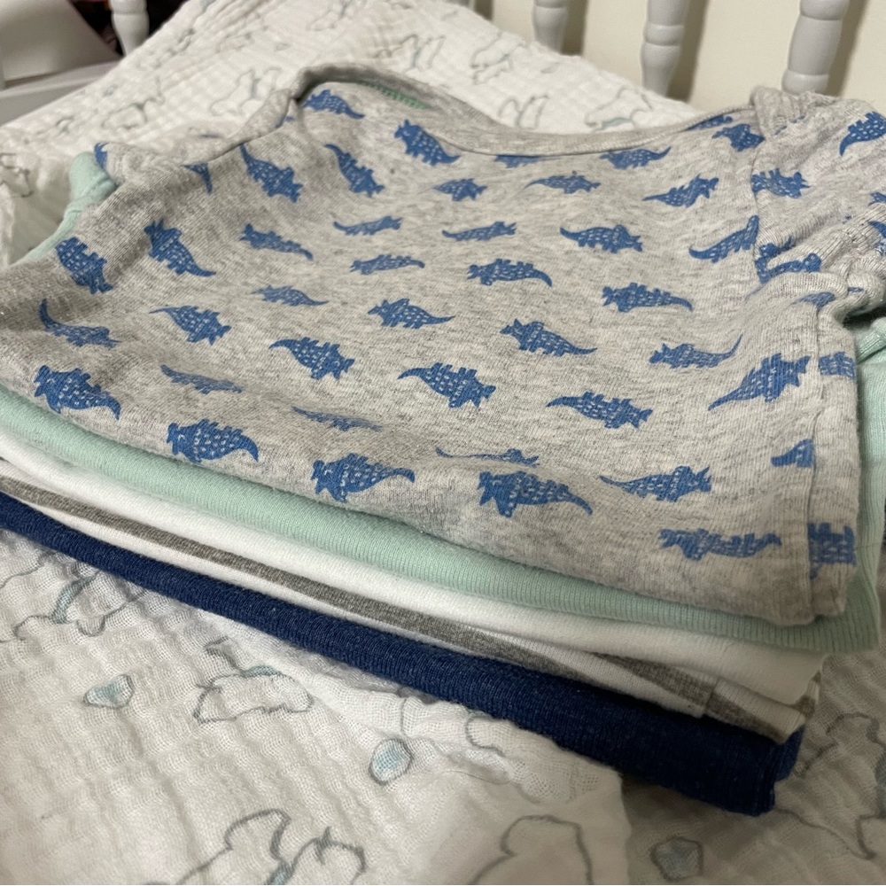 Set of 9 Cloud Island 6-9M baby onesies, short sleeves, various styles